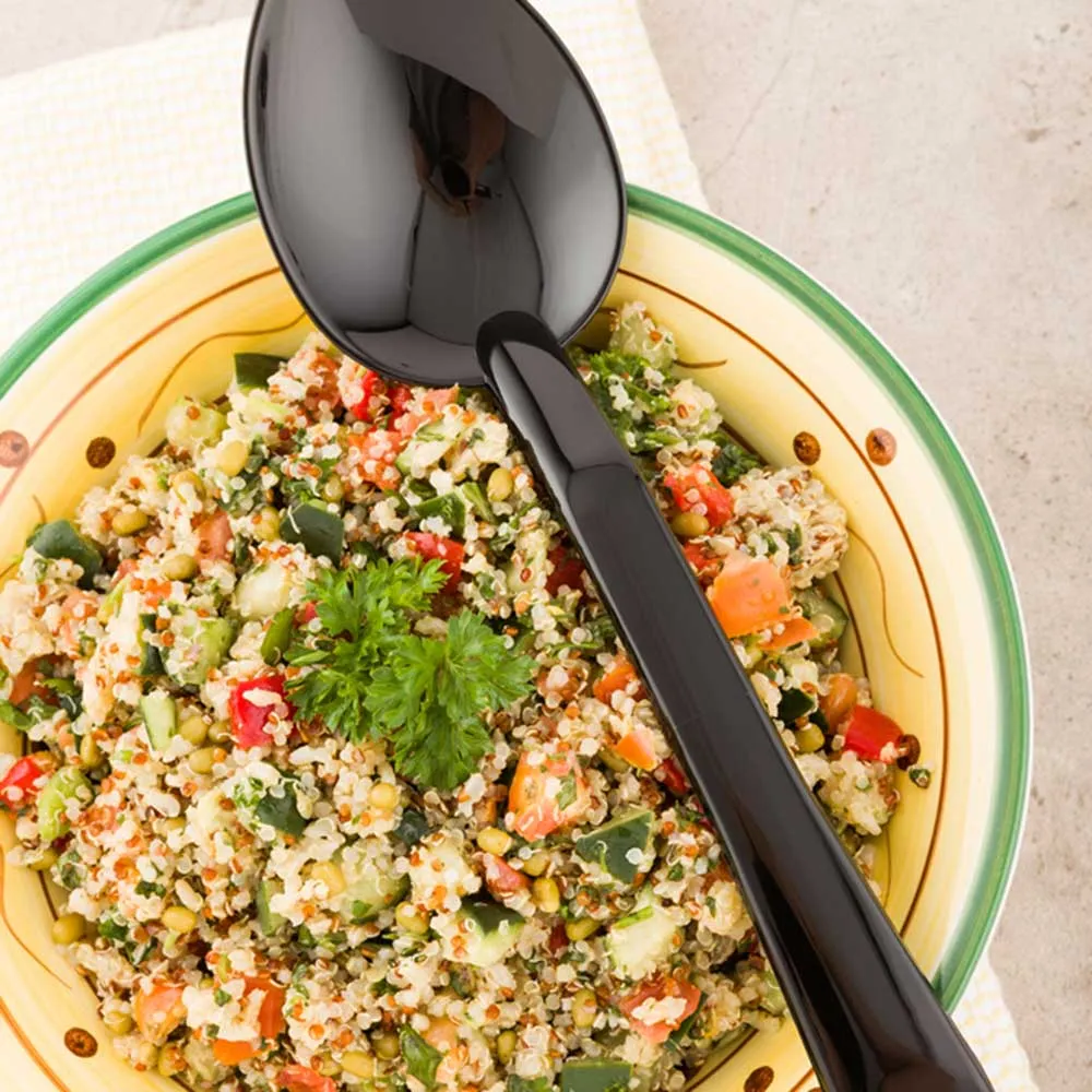 1 oz Black Plastic Catering Spoon  - Solid - 11" - 1 count box