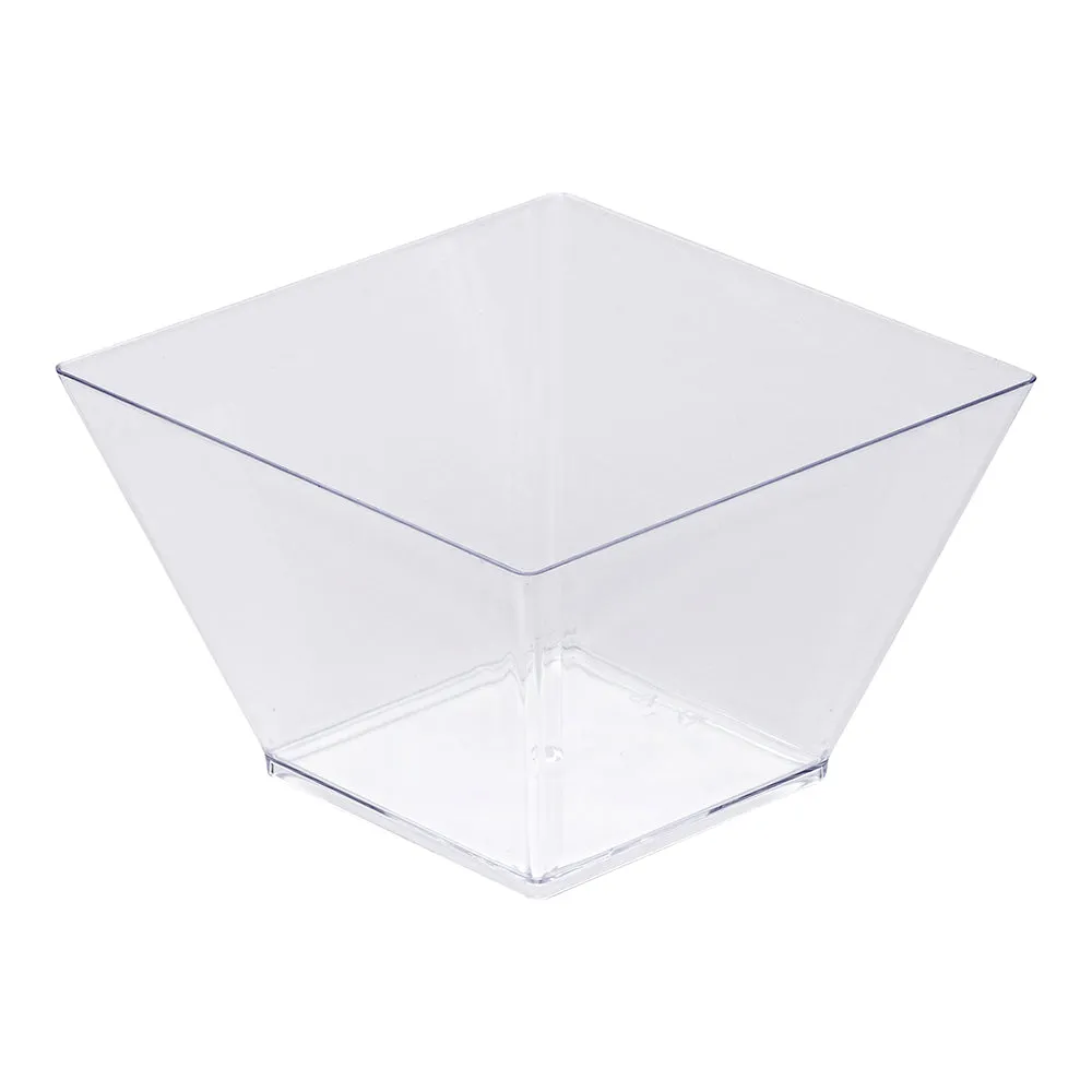 16 oz Square Clear Plastic Large Kova Bowl - 4 1/4" x 4 1/4" x 3" - 100 count box