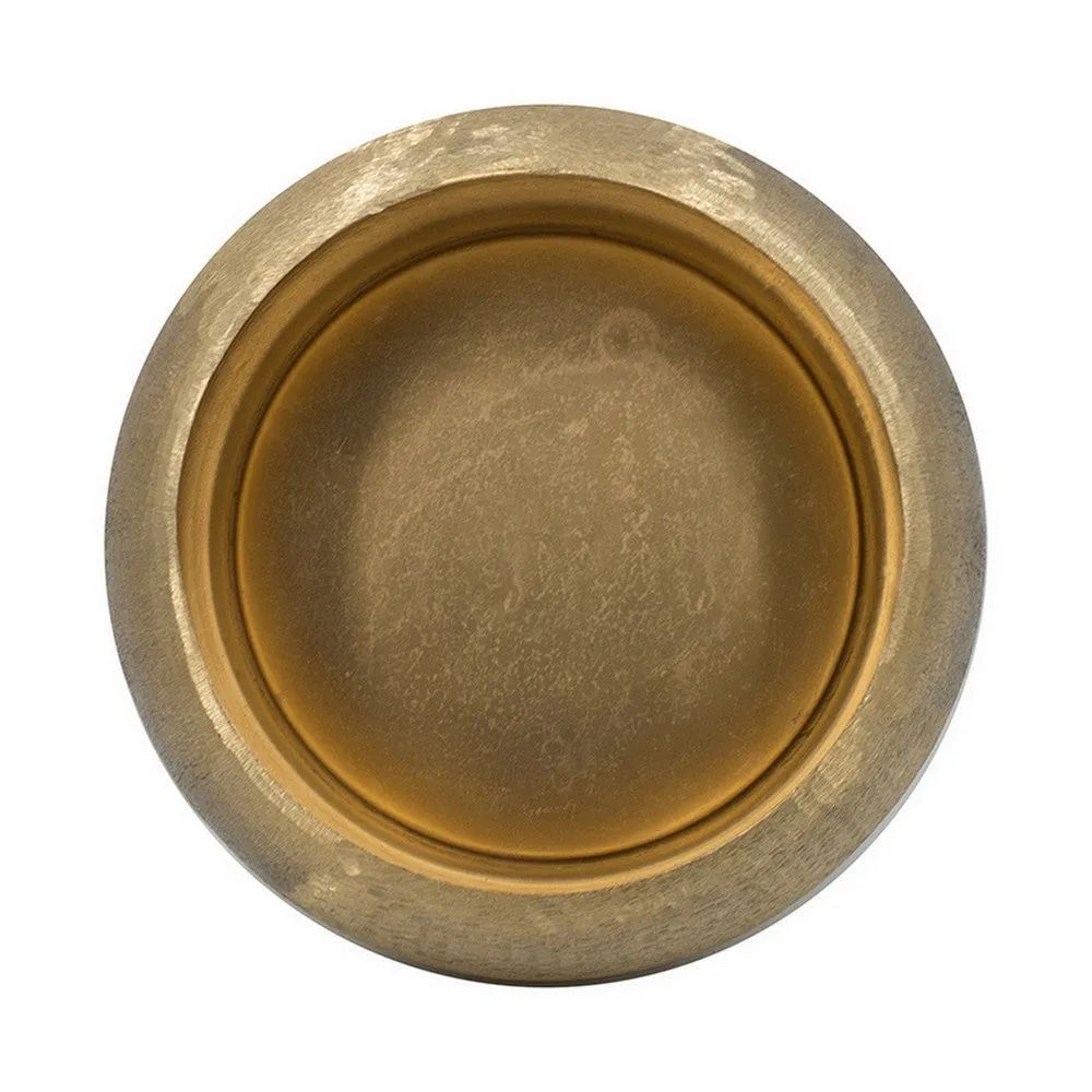 2 Piece Rounded Decorative Bowls, Gold Metal Hammered Texture, Wide Ingress By Casagear Home