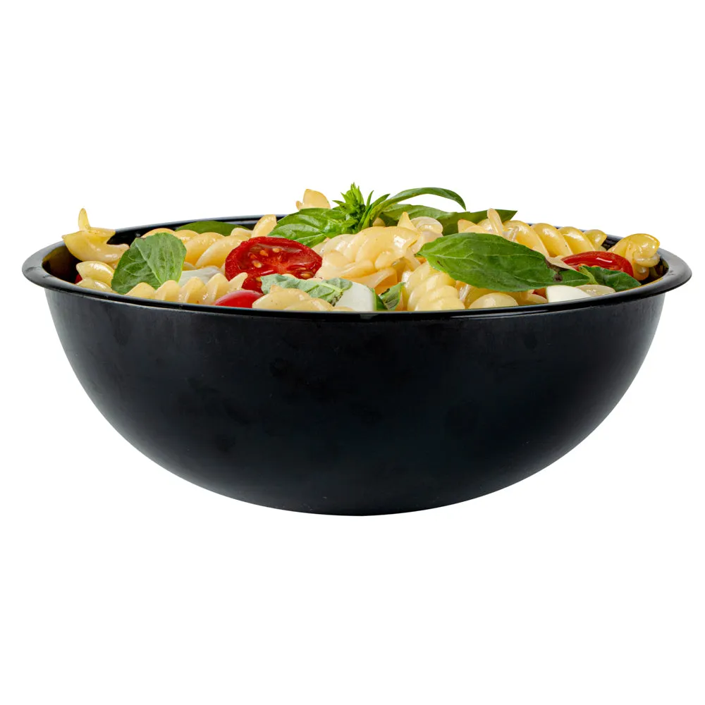 21 oz Round Black Plastic Salad Bowl - 6 3/4" x 6 3/4" x 2 1/2" - 200 count box
