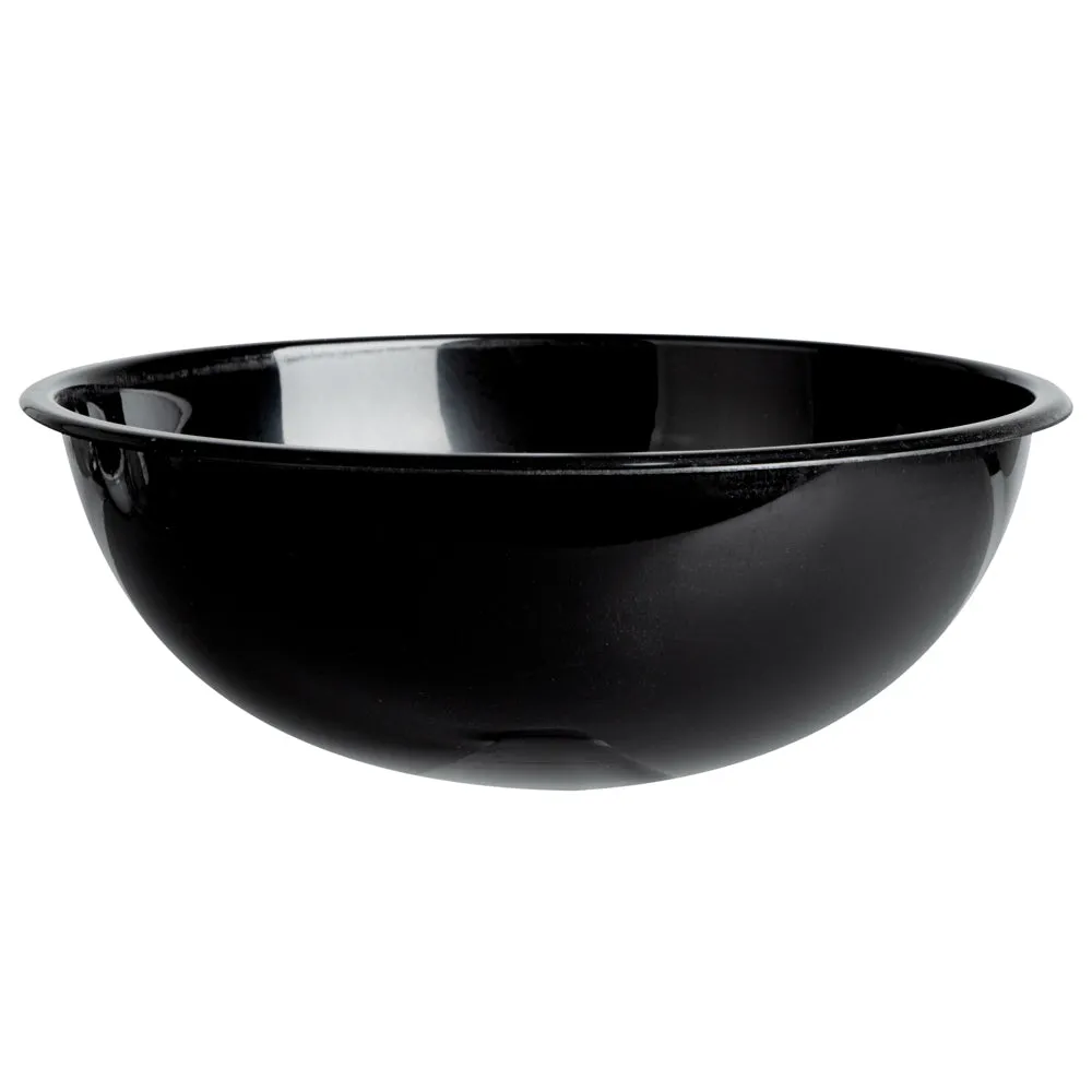 21 oz Round Black Plastic Salad Bowl - 6 3/4" x 6 3/4" x 2 1/2" - 200 count box