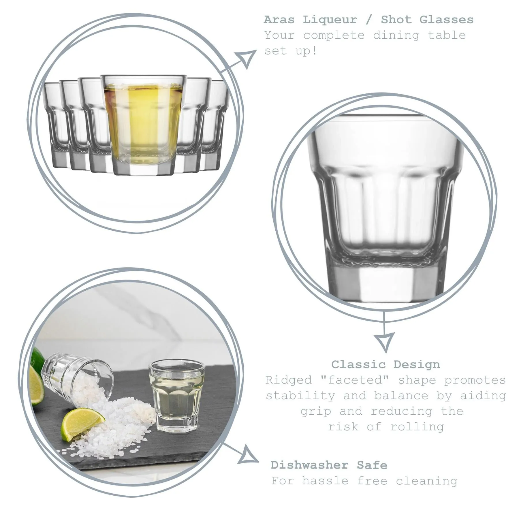 45ml Aras Shot Glasses - Pack of Six - By LAV