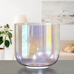 6 Inch Clear Quartz Crystal Singing Bowl Grey with Cosmic Light for Sound Healing