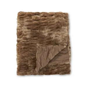 60 Inch Brown Ribbed Faux Fur Throw