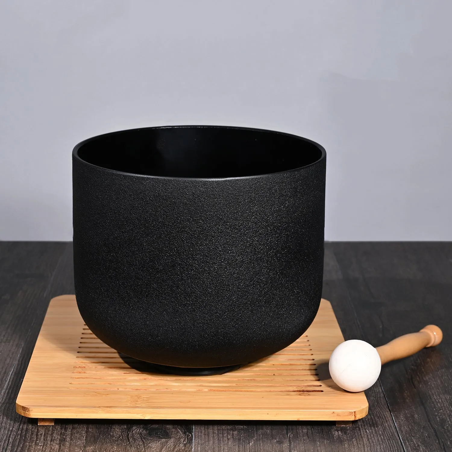 8 Inch Double Black Frosted Quartz Crystal Singing bowl - Complimentary Rubber Mallet and O-ring!