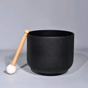 8 Inch Double Black Frosted Quartz Crystal Singing bowl - Complimentary Rubber Mallet and O-ring!