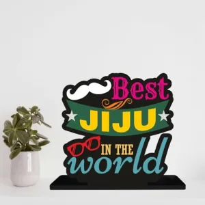 Akshiv Exports | Table Top | Wooden Gift Items for Home Decoration | Showpiece for Desk | Gifting Ideas (Size 6x6 Inches) (Best Jiju in The World)