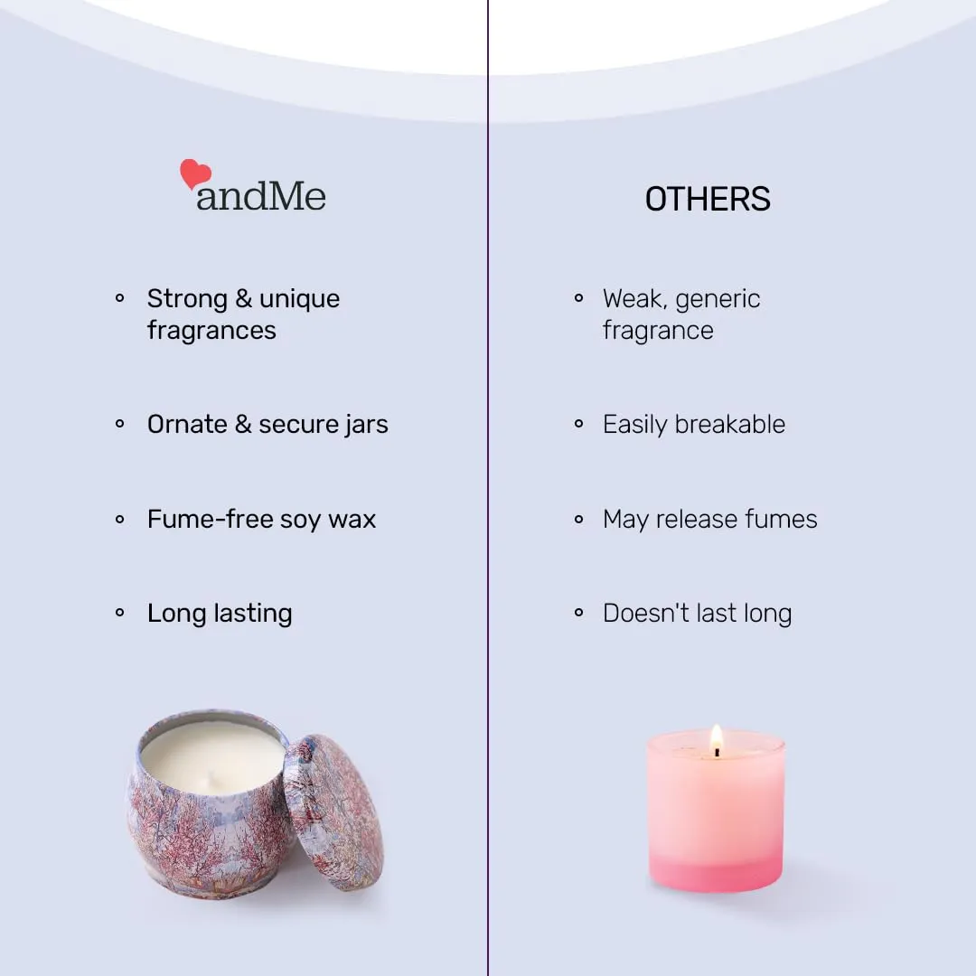 Andme Scented Candles for Home. Diwali Decoration Items for Home Decor, Gift Items, Birthday Gift Vanilla (120gms)