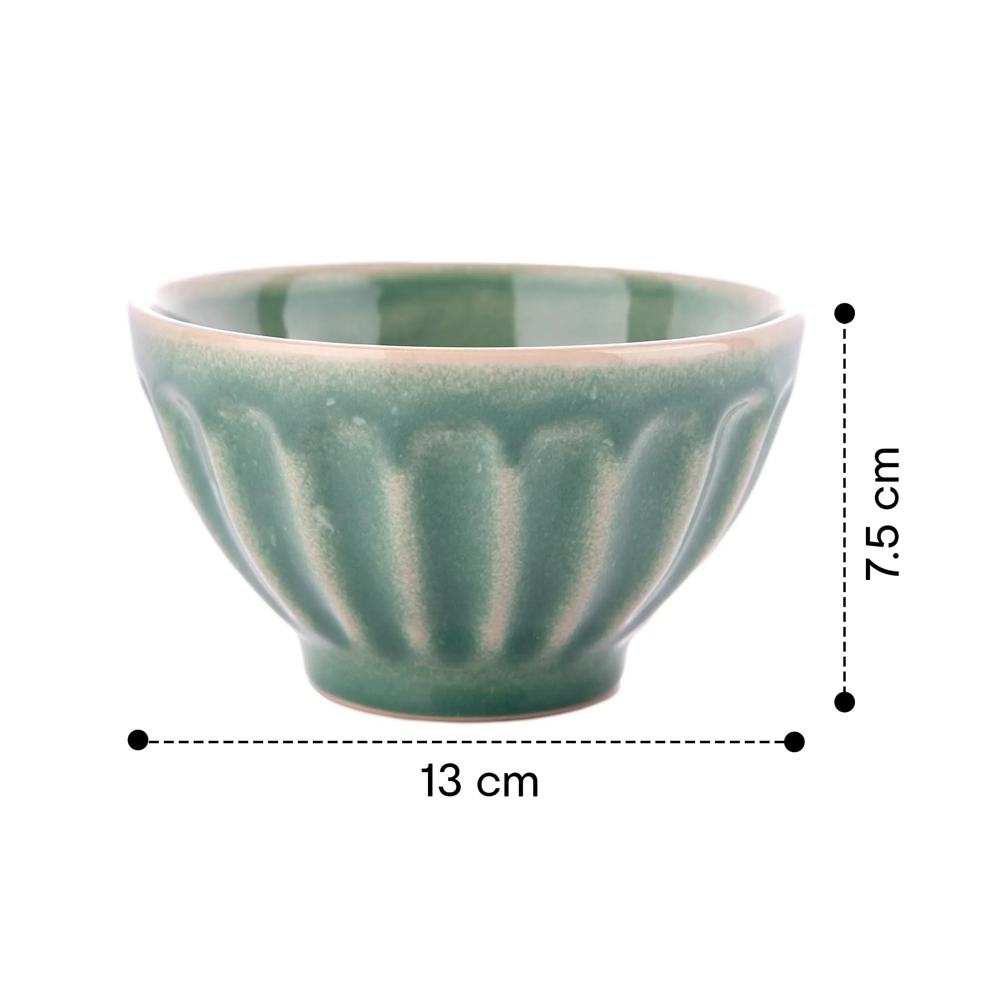 Anko Hand Glazed Icecream Bowls - Set of 4 | Stoneware Embossed Oven Safe Dessert Cup for Serving Sundaes, Sweets, Snacks, Fruits, Pudding, Nuts or Dip| 7.5 (H) x 13cm (Dia) | Pink, Brown, Green, Red