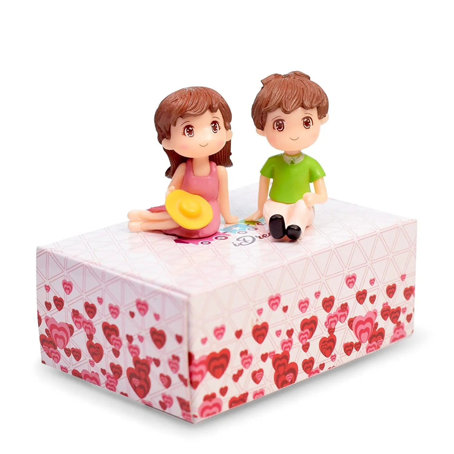 Antiq Creation Cute Relaxing Couple Resin Showpiece Miniatures Romantic Gifts for Boyfriend Girlfriend Husband Wife (Green & Pink)