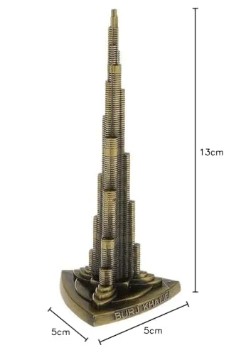 ANTLANTIC CREATIO Dubai Burj Khalifa Tower Miniature, Dubai City Landmark, Souvenir, Model, Replica, Monuments, Decorative Showpiece for Home, Antique Finish 13 CM Hight