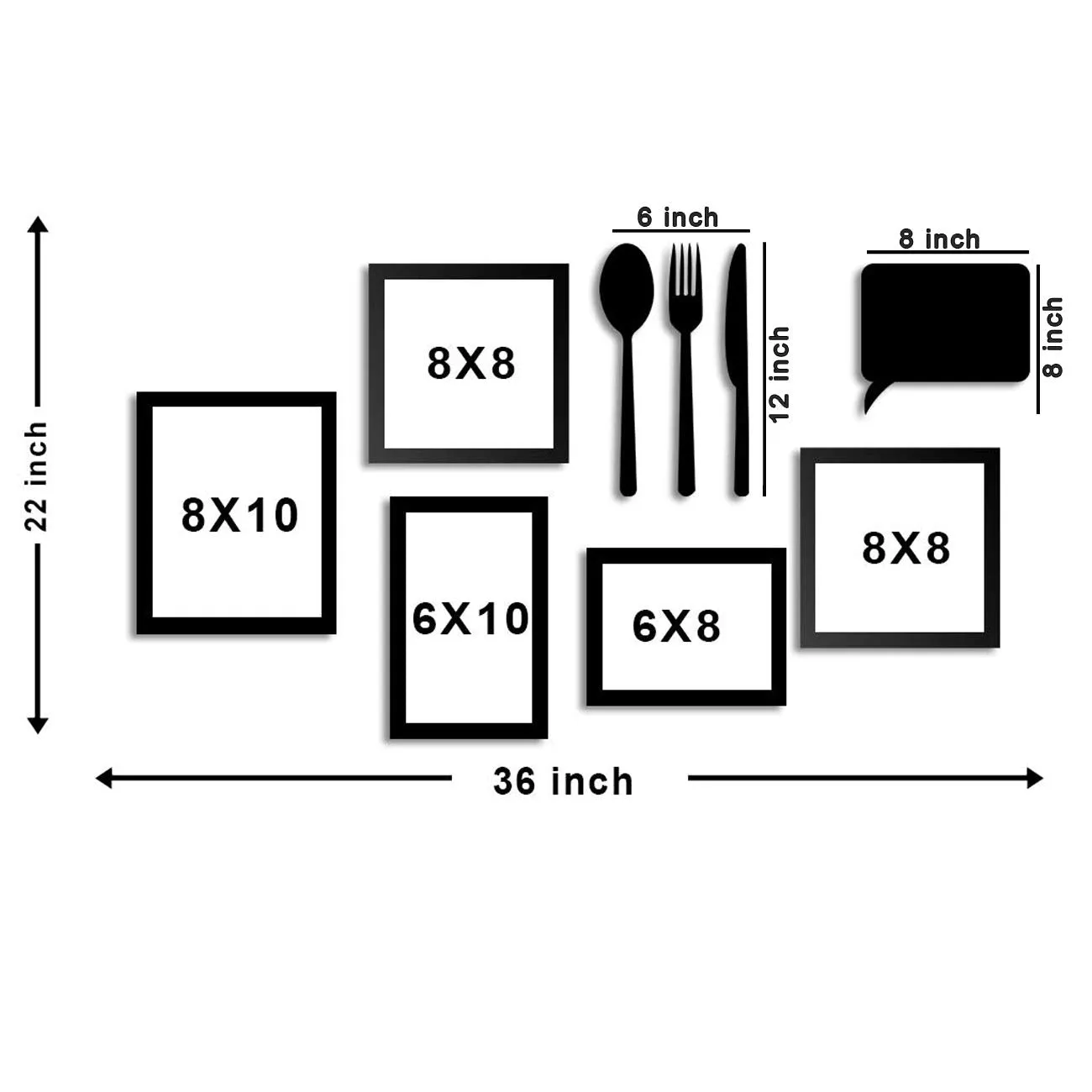 Art Street Set Of 5 Wall Photo Frame/Art Prints For Dinning Table, Kitchen Or Eating Area With Mdf Cutlery And Chalk Board - Synthetic Wood