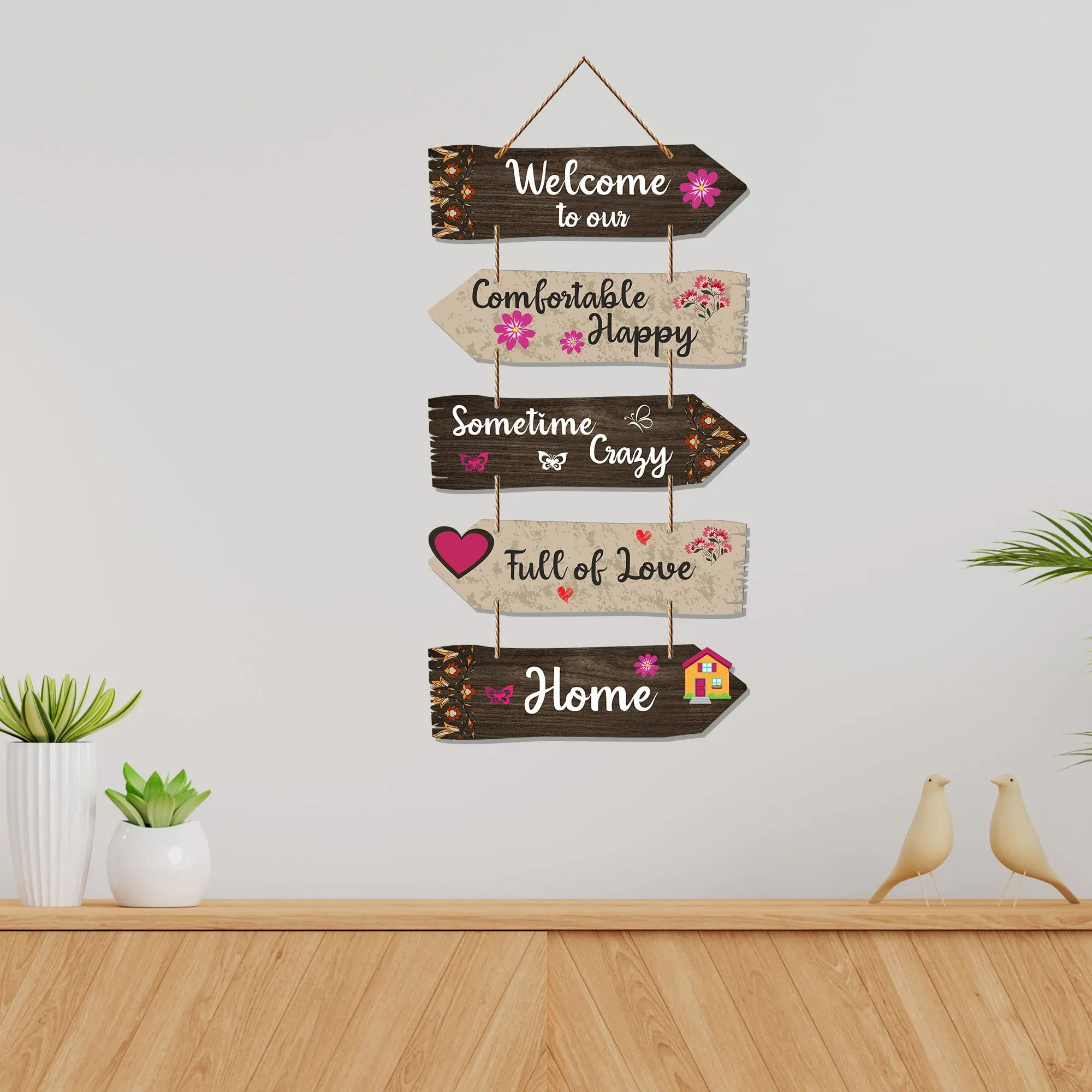 Art Vibes Home Quotes Decorative Wall Art Wooden Wall Hanger For Living Room | Bedroom | Gifts | Wood Hangings For Home Decoration | Modern Decor Items | Designer Artworks (Wh 7304N), Set Of 5