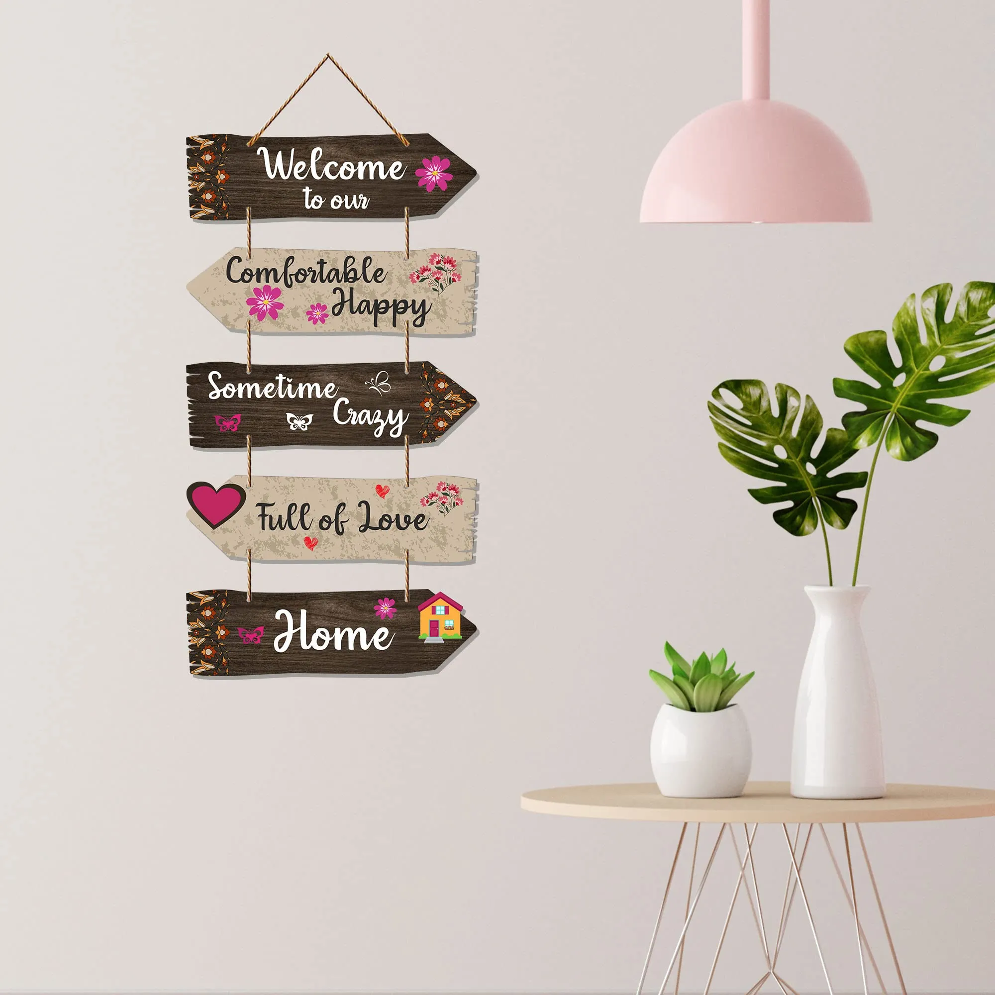 Art Vibes Home Quotes Decorative Wall Art Wooden Wall Hanger For Living Room | Bedroom | Gifts | Wood Hangings For Home Decoration | Modern Decor Items | Designer Artworks (Wh 7304N), Set Of 5