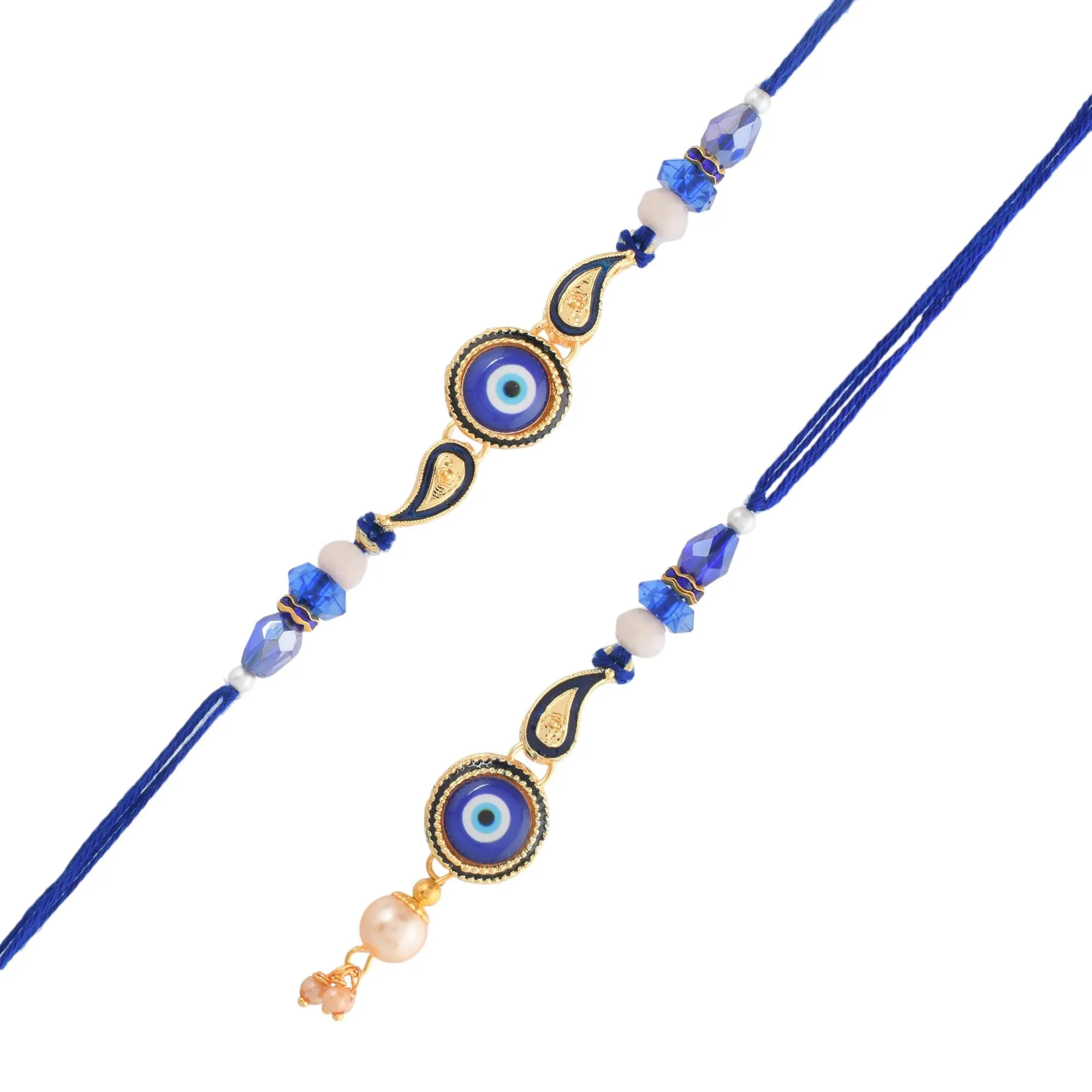 ascension Rakhi Magnet Gift for Brother and Bhabhi Lumba Floral Designer Kundan Stone Beeded Bracelet for Bhaiya Bhabhi Raksha bandhan Couple Pearl Set of 2 Rakhi with Gift