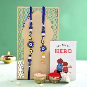 ascension Rakhi Magnet Gift for Brother and Bhabhi Lumba Floral Designer Kundan Stone Beeded Bracelet for Bhaiya Bhabhi Raksha bandhan Couple Pearl Set of 2 Rakhi with Gift