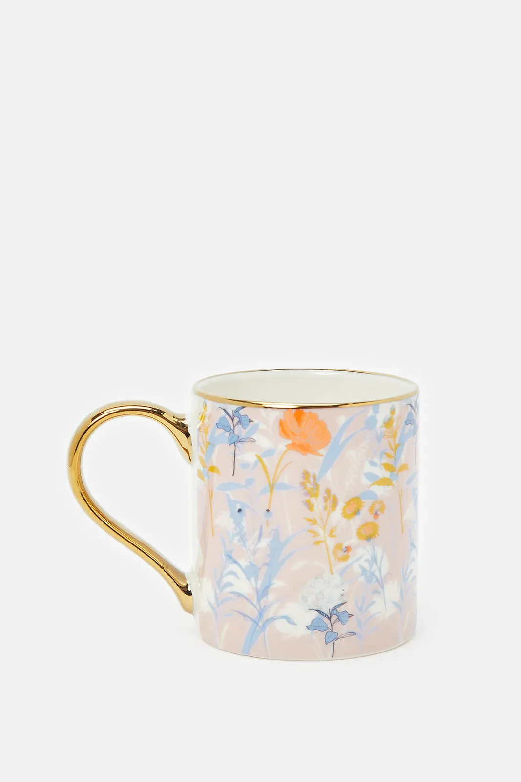 Assorted Floral Mug With Gold Handle (11oz)