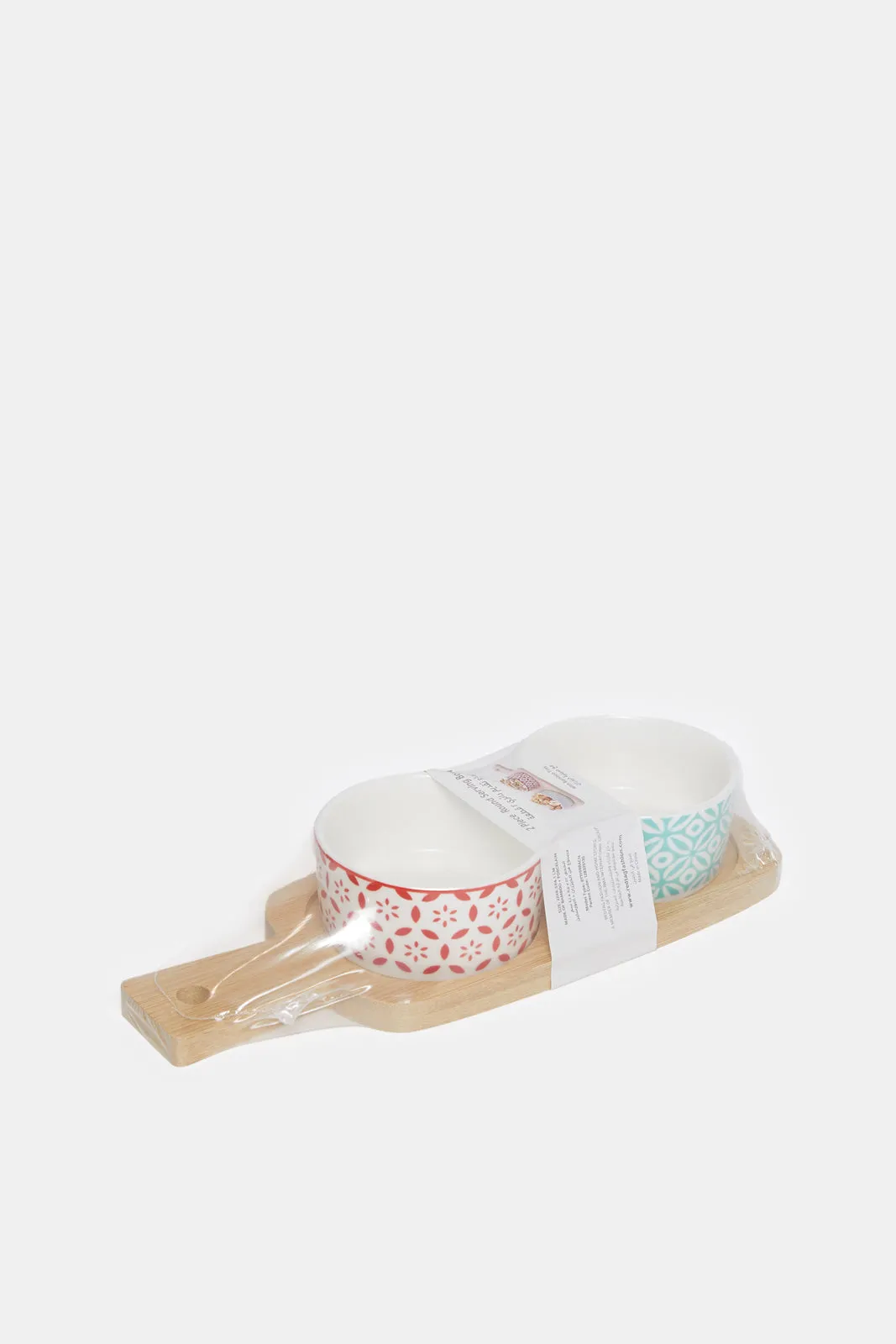 Assorted Round Serving Bowl With Bamboo Tray (3 Piece)