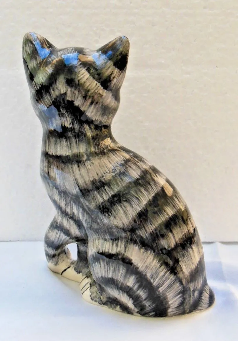 Babbacombe Pottery Grey Kitten with Paw Raised