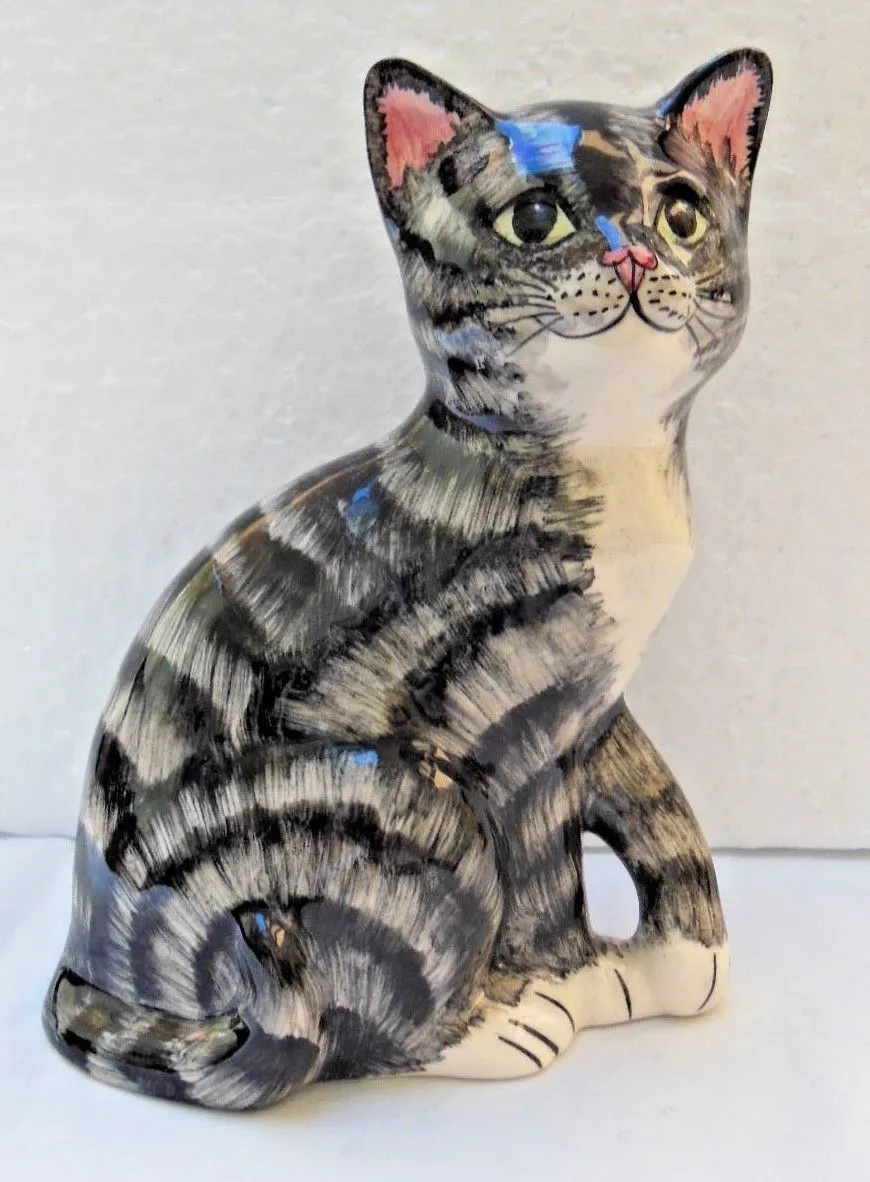 Babbacombe Pottery Grey Kitten with Paw Raised