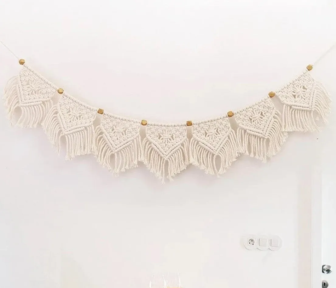 Babymoon Macrame Photography Wall Hanging Banner - White