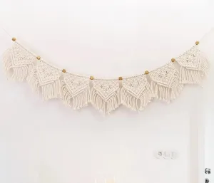 Babymoon Macrame Photography Wall Hanging Banner - White