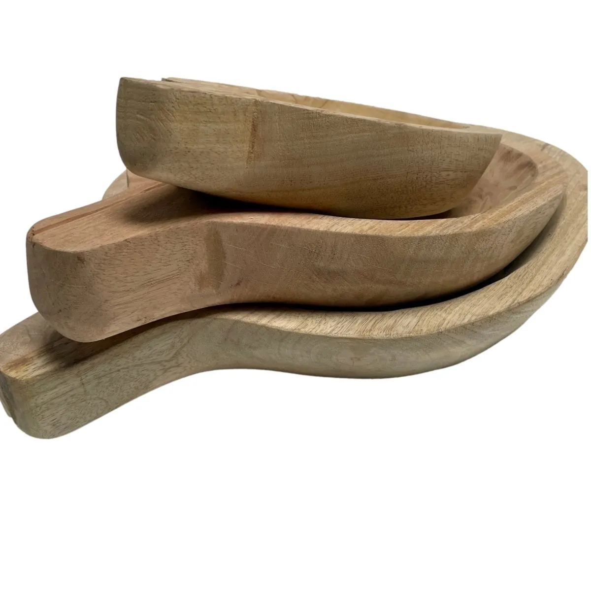 Beta Set of 3 Natural Finish Mango wood Trays with handles