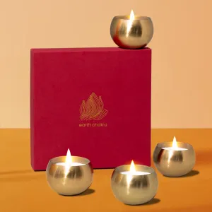 Brass Soy Wax Candles | Set of 4 | Lavender & Patchouli | Gift Box