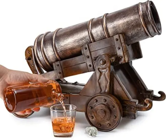 Cannon Wine & Whiskey Decanter Set with Cannon Ball Whiskey Chillers 21" L by The Wine Savant by The Wine Savant