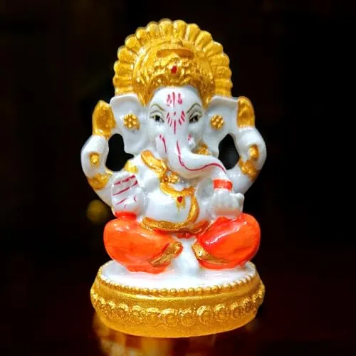 Car Dashboard Resin Vighnaharta Ganesha Idol Home Decor Item Ganesh Murti Statue for Gift Antique