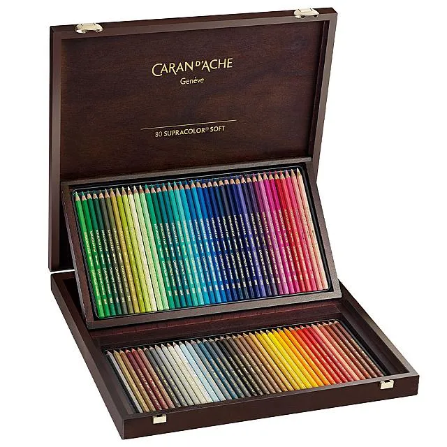 Caran d'Ache Supracolor Water Soluble Pencils Wooden Box of 80 Colours