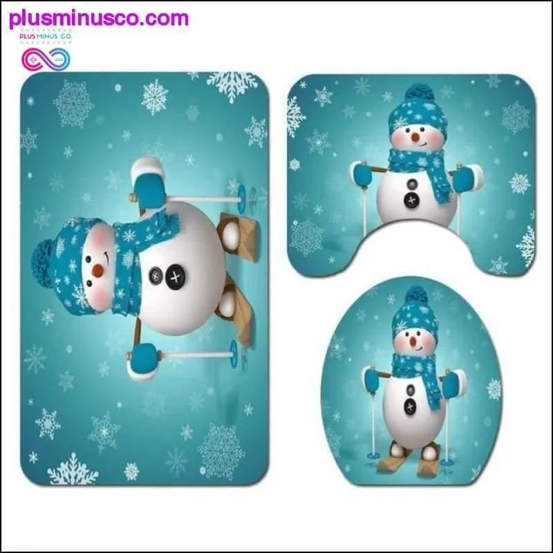 Christmas-patterned Curtain Toilet Cover Non-slip Rug Home