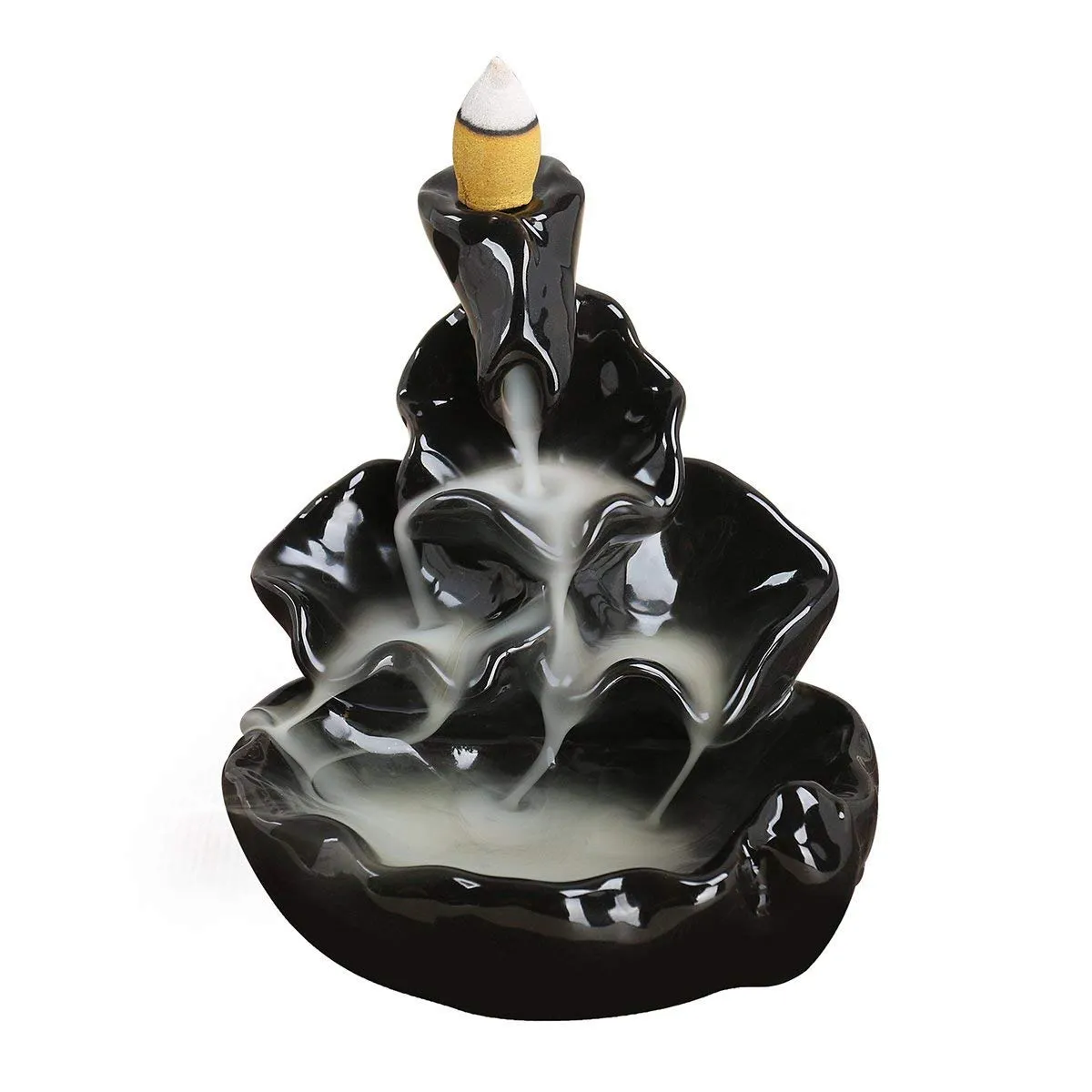 CRAFTAM Polyresin Dropping Smoke Backflow Fountain Cone Incense Holder Showpiece Figurine with Free 10 Back Flow Incense Cones Item Name