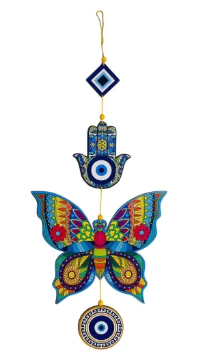 Create Crafts Designer Elephant Wooden Wall Hanging for Home Decor | Evil Eye Hamsa Hand Peaceful Charm Door Wall Decorative Hanging Item
