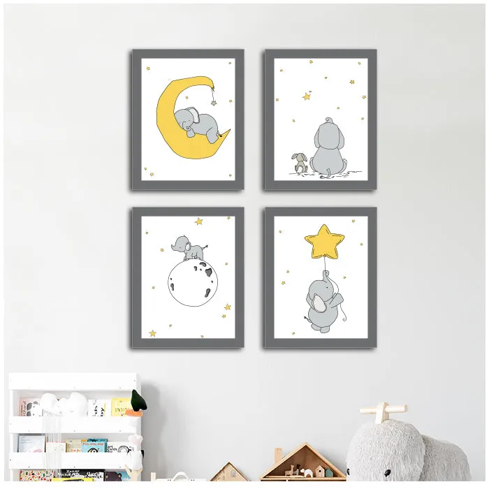 Custom Cute Elephant Wall Art (Set of 4)