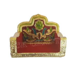 Decorated Handcrafted Wooden Jaipuri Art Medium Maharaja Singhasan for Laddu Gopal, Singhasan for God Idol (Multicolour, Standard Size)
