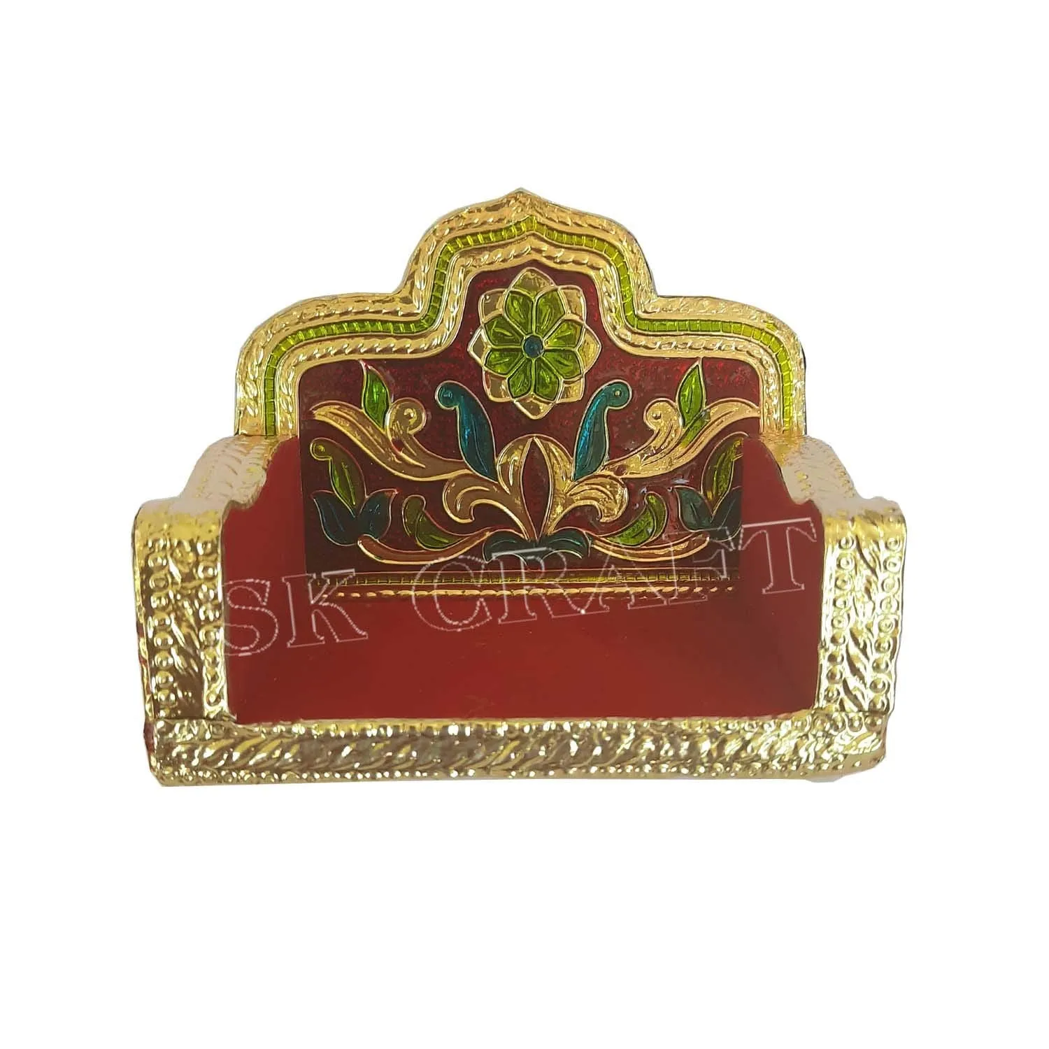 Decorated Handcrafted Wooden Jaipuri Art Medium Maharaja Singhasan for Laddu Gopal, Singhasan for God Idol (Multicolour, Standard Size)