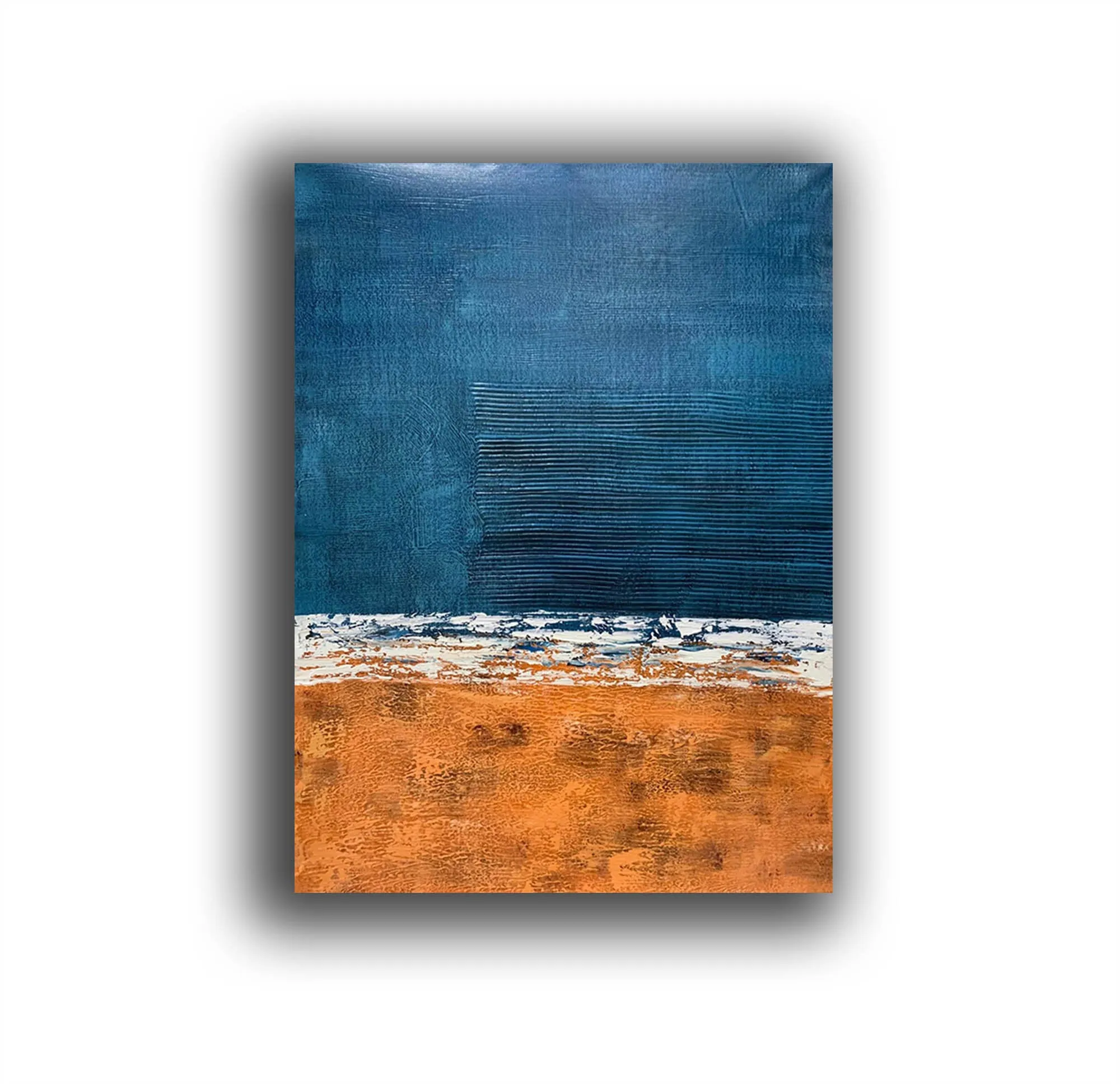 Deep Blue Orange Abstract Painting Textured Wall Art Np117