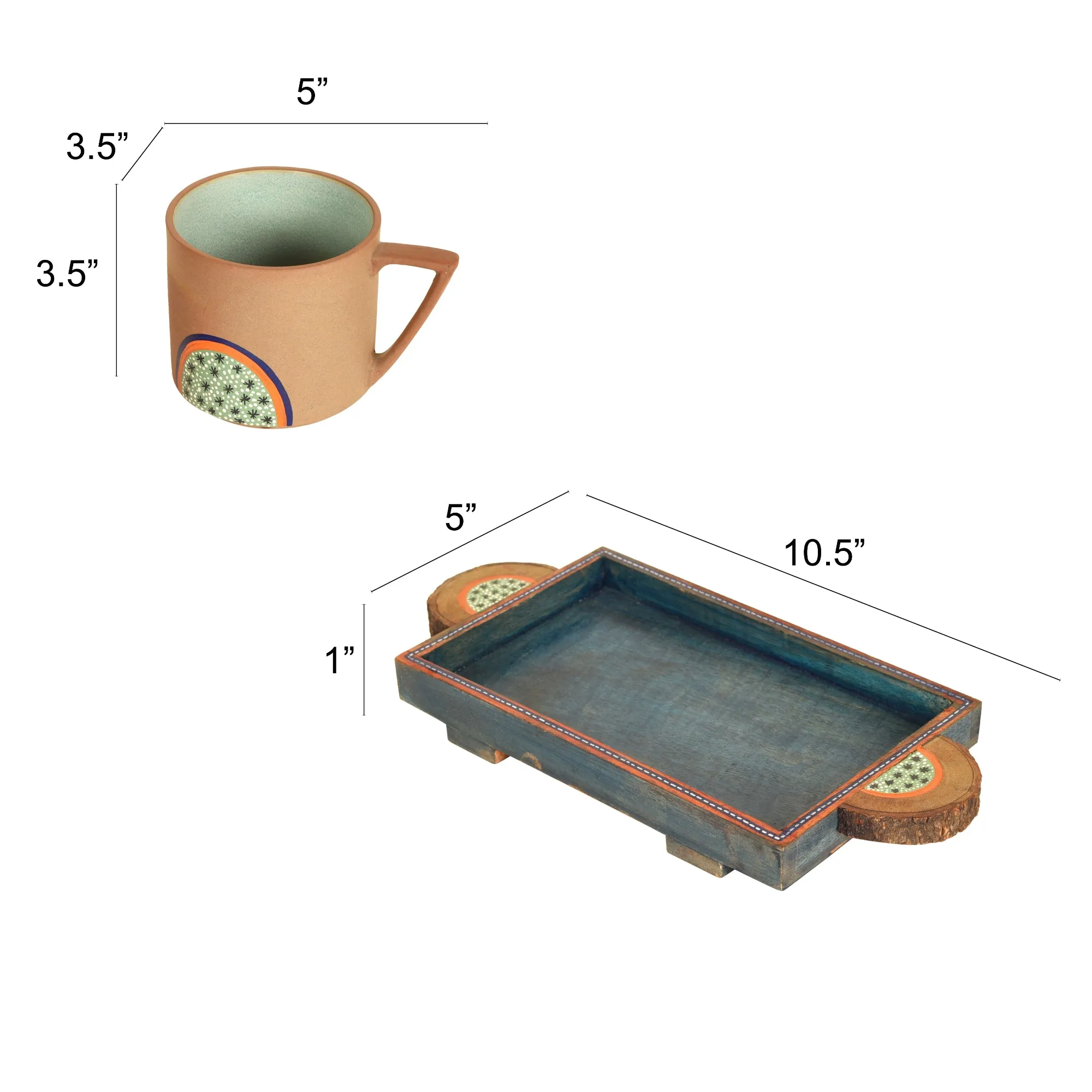 Desert Sand Breakfast Cups and Tray (Set of 3)
