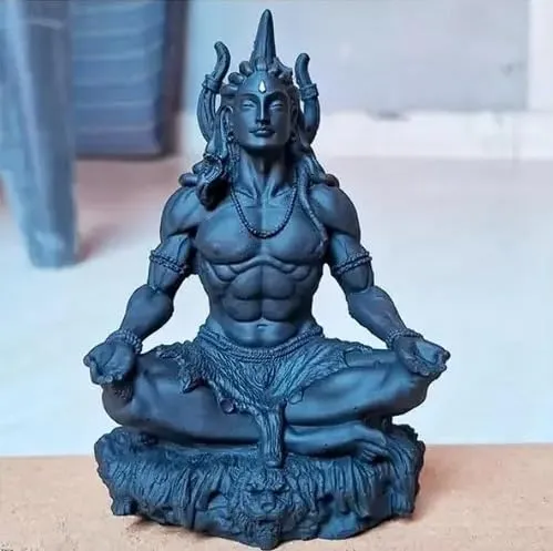 DIGITAL COMM Small Black Adiyogi Shiva 3.5 Inch Mahayogi Shiva Idol Meditating Shiva Sculpture Shiv Ji Murti for Home Decor Car Dashboard, Good Luck Gift