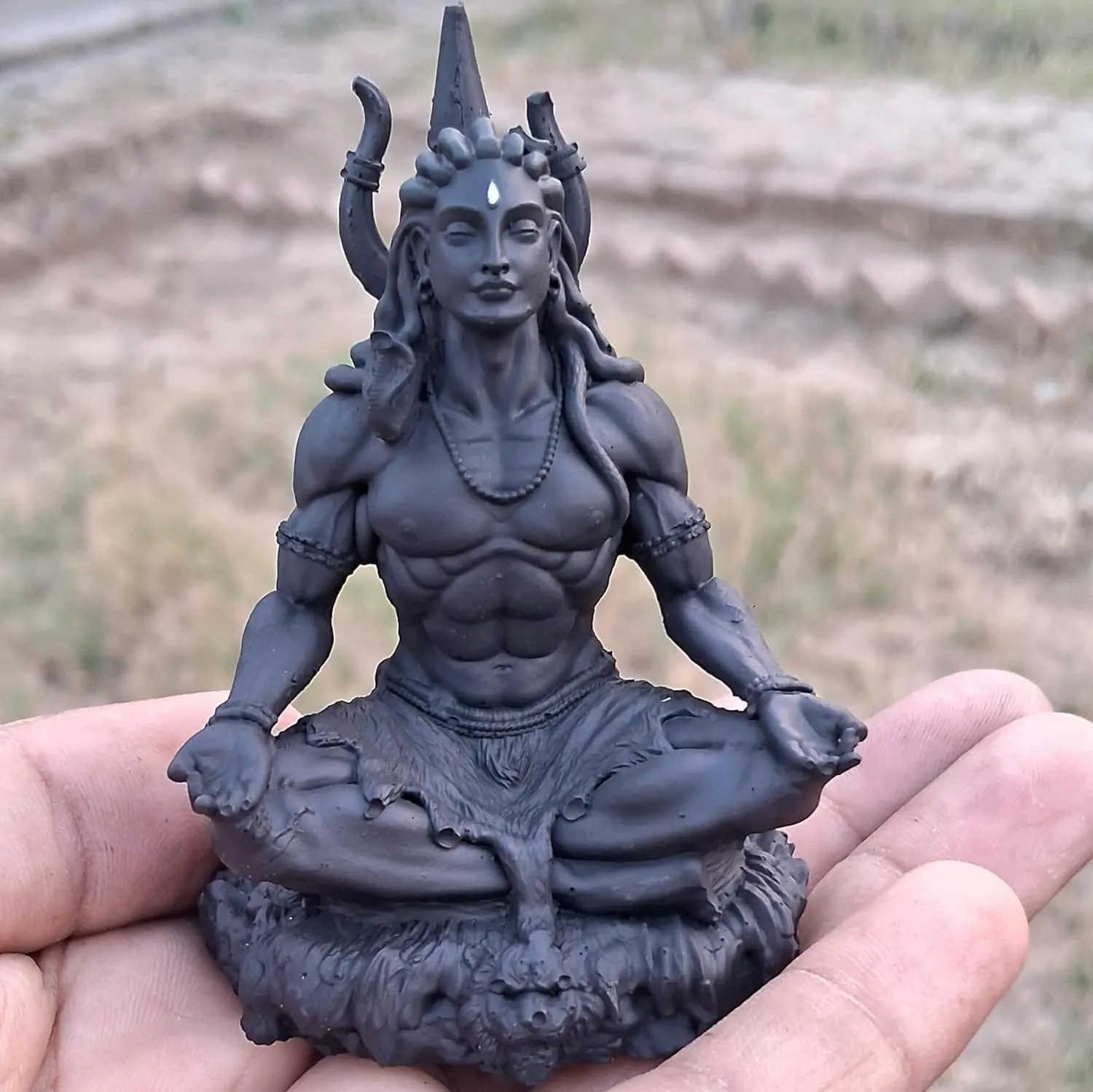 DIGITAL COMM Small Black Adiyogi Shiva 3.5 Inch Mahayogi Shiva Idol Meditating Shiva Sculpture Shiv Ji Murti for Home Decor Car Dashboard, Good Luck Gift