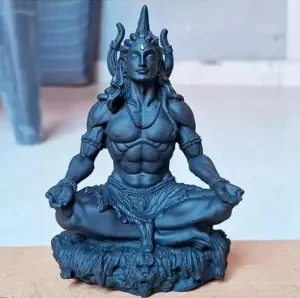 DIGITAL COMM Small Black Adiyogi Shiva 3.5 Inch Mahayogi Shiva Idol Meditating Shiva Sculpture Shiv Ji Murti for Home Decor Car Dashboard, Good Luck Gift