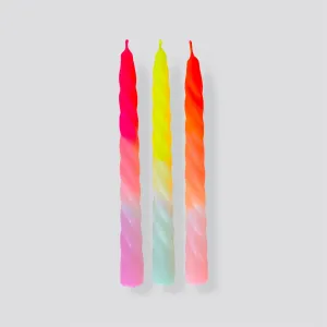 Dip Dye Neon Twisted Candles