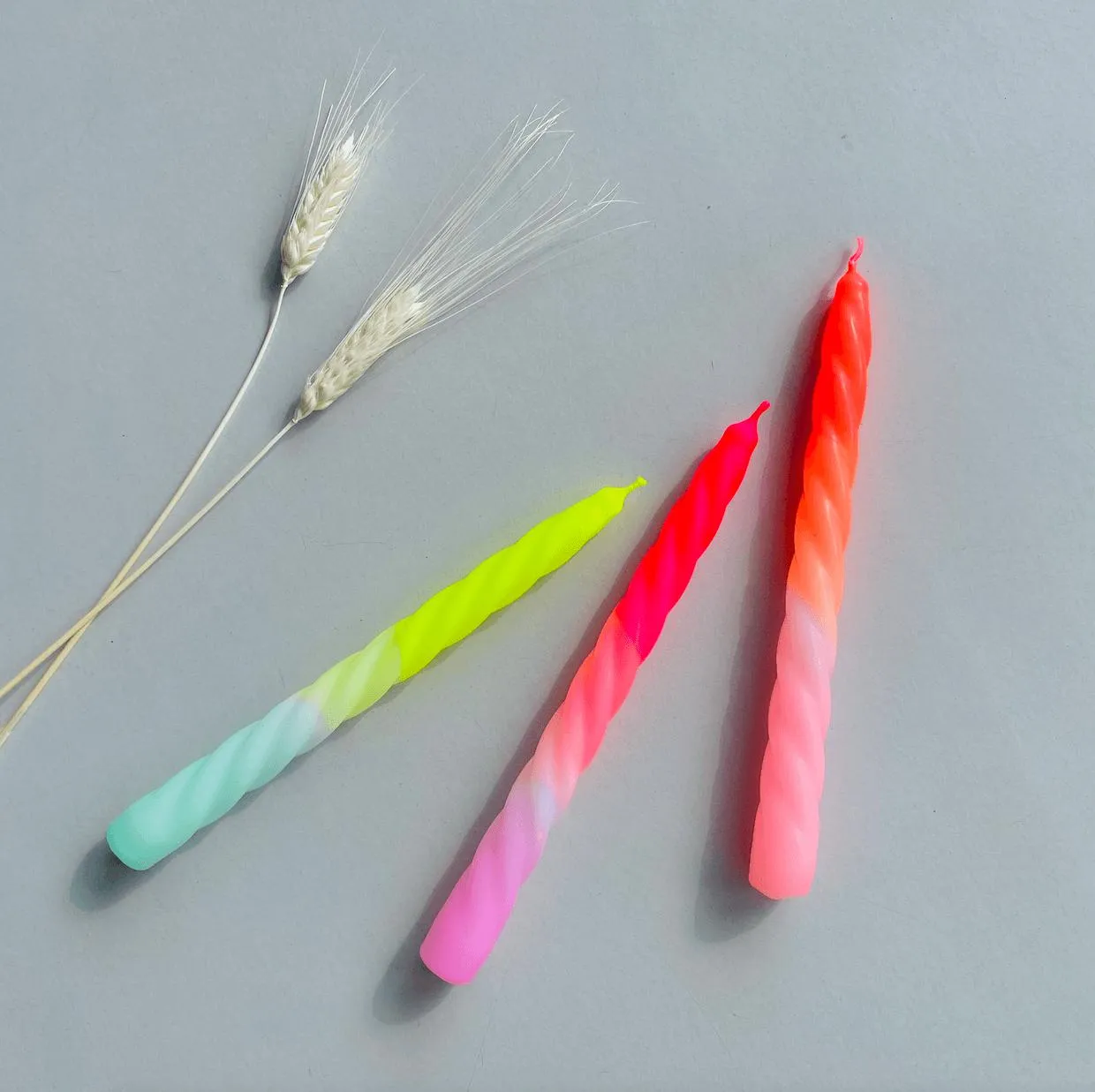 Dip Dye Neon Twisted Candles