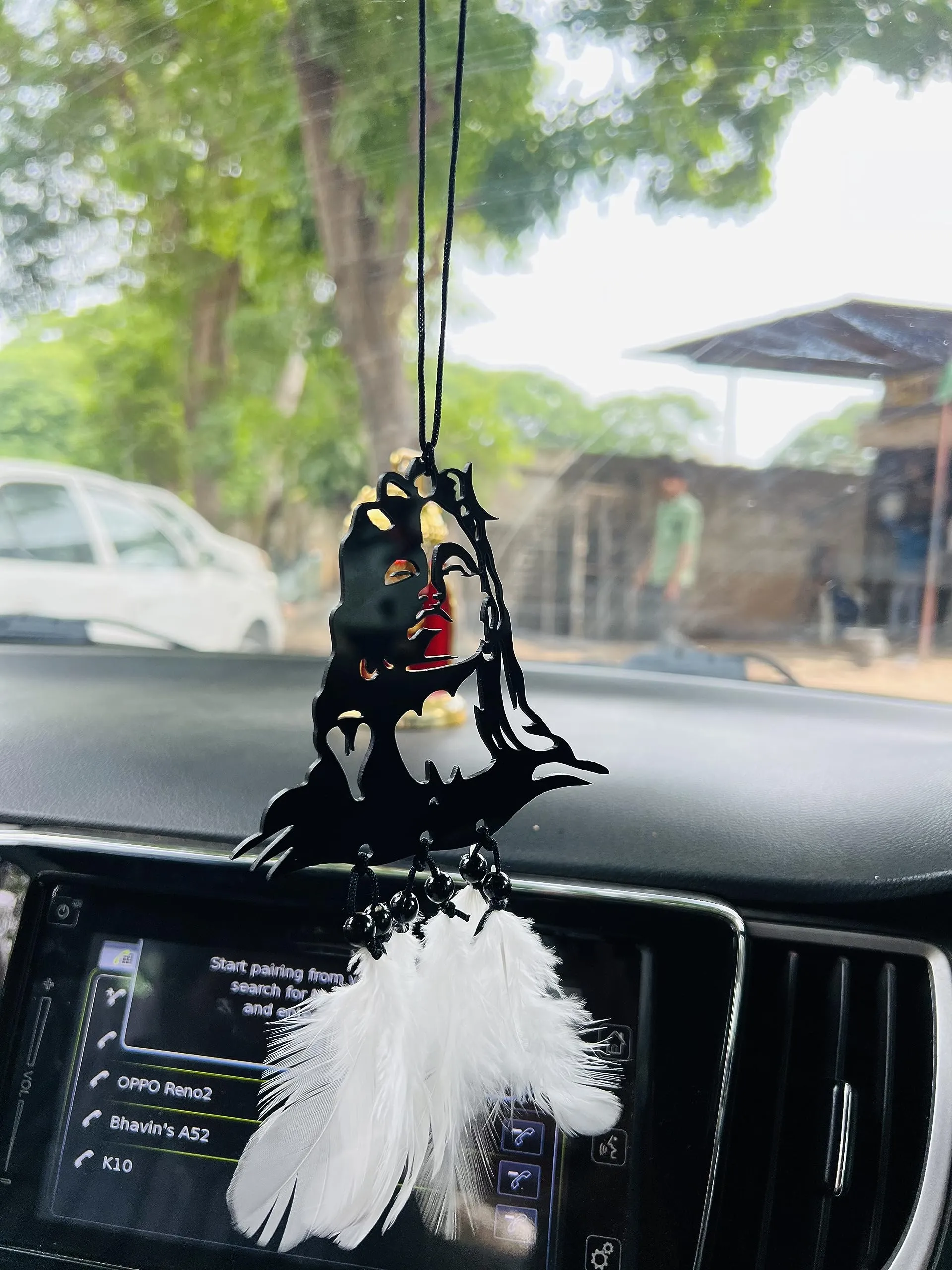 Dream Catcher God Ganesha for car Hanging Rear View Mirror Decor Accessories Good Vibes Car Hanging - Used as Home Gift Wall Meditation Room Temple Wind Chime Feather Car Hanging Ganpati (Mahadev)