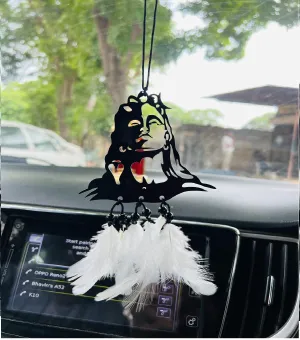 Dream Catcher God Ganesha for car Hanging Rear View Mirror Decor Accessories Good Vibes Car Hanging - Used as Home Gift Wall Meditation Room Temple Wind Chime Feather Car Hanging Ganpati (Mahadev)