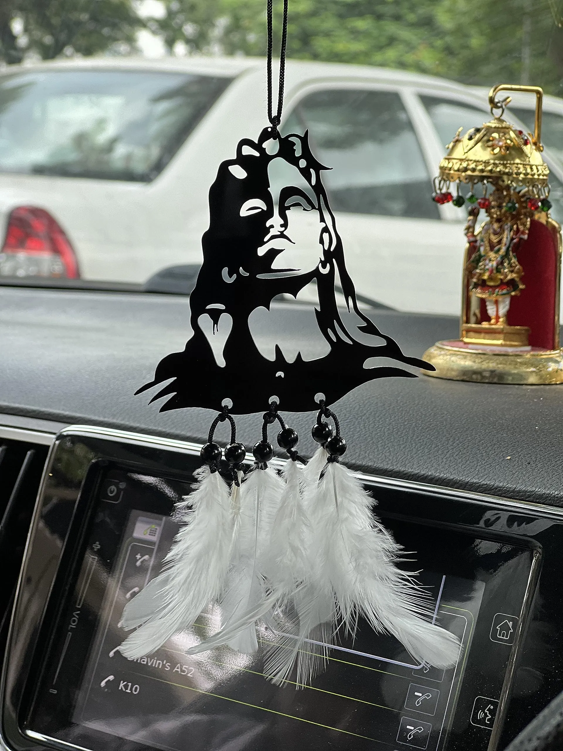 Dream Catcher God Ganesha for car Hanging Rear View Mirror Decor Accessories Good Vibes Car Hanging - Used as Home Gift Wall Meditation Room Temple Wind Chime Feather Car Hanging Ganpati (Mahadev)
