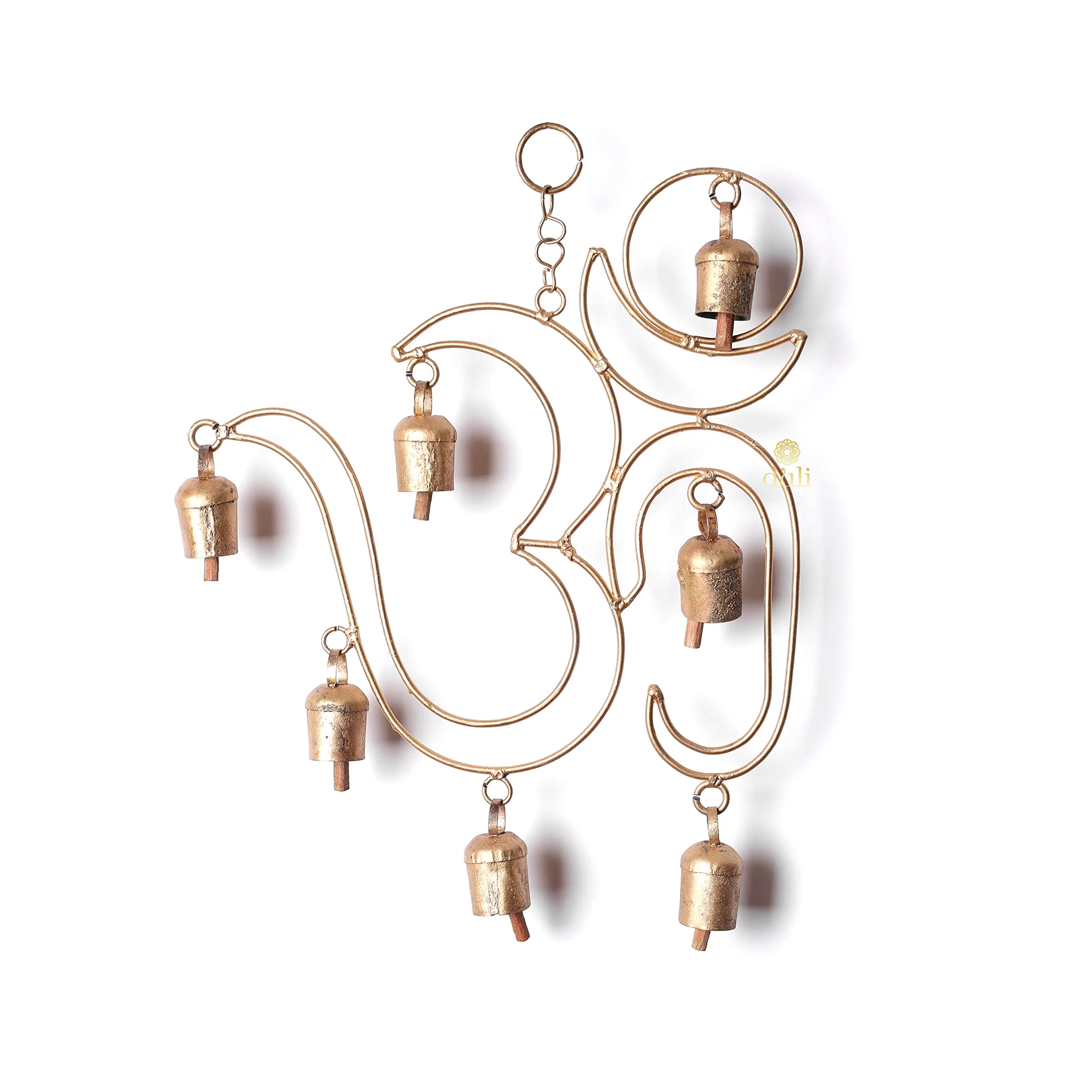 DULI Metal Windchime Wall Hanging, Feng Shui, Wall Art PositiveVibes, Rustic Wall Hangings, Diwali Decor, Home Decor Hanging Bells, Brings Peace & Positivity (MetalWallHanging: BigOM13x10)