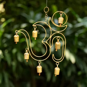 DULI Metal Windchime Wall Hanging, Feng Shui, Wall Art PositiveVibes, Rustic Wall Hangings, Diwali Decor, Home Decor Hanging Bells, Brings Peace & Positivity (MetalWallHanging: BigOM13x10)