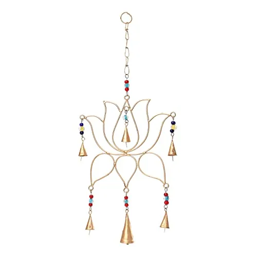 DULI Metal Windchime Wall Hanging, Feng Shui, Wall Art, Wall Decor, PositiveVibes, Rustic Wall Hangings, Wall Art, Diwali Decor, Diwali Decoration, Diwali Gifts (Lotus 20x10 Inches)